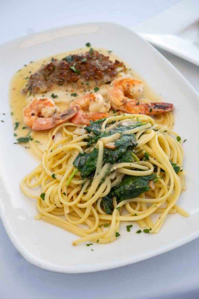 Fresh pasta with shrimp and greens at Vetro